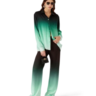 Gradient Ping Pong Jacquard långärmad silkeskjorta