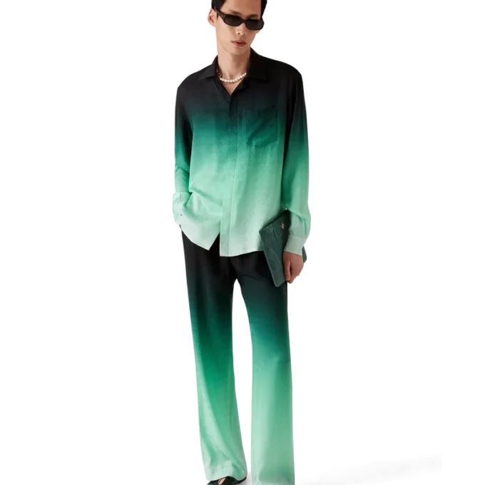 Gradient Ping Pong Jacquard-silkesbyxor