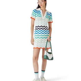Gradient Wave Crochet Mini Klänning