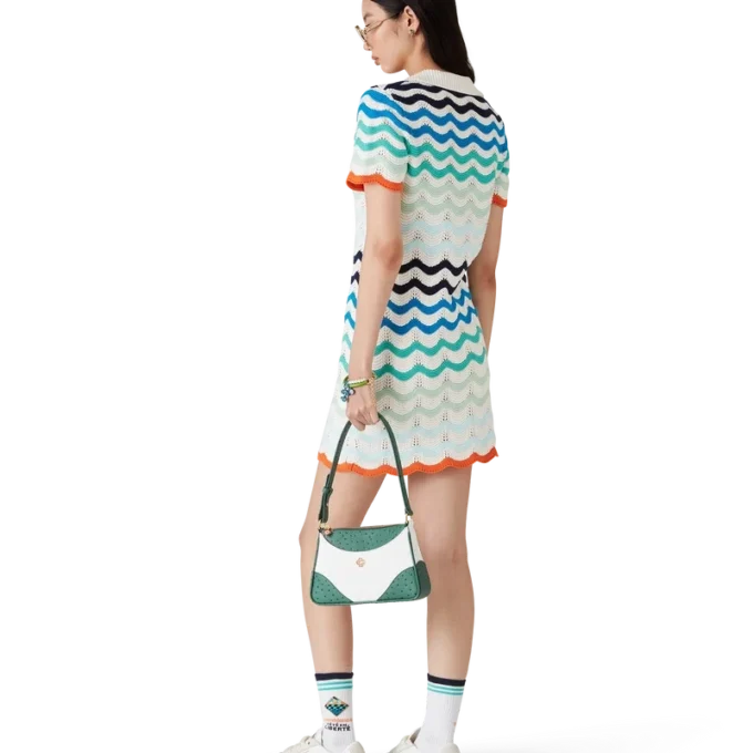 Gradient Wave Crochet Mini Klänning Gradient Wave Crochet Mini Klänning