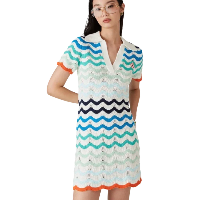 Gradient Wave Crochet Mini Klänning Gradient Wave Crochet Mini Klänning