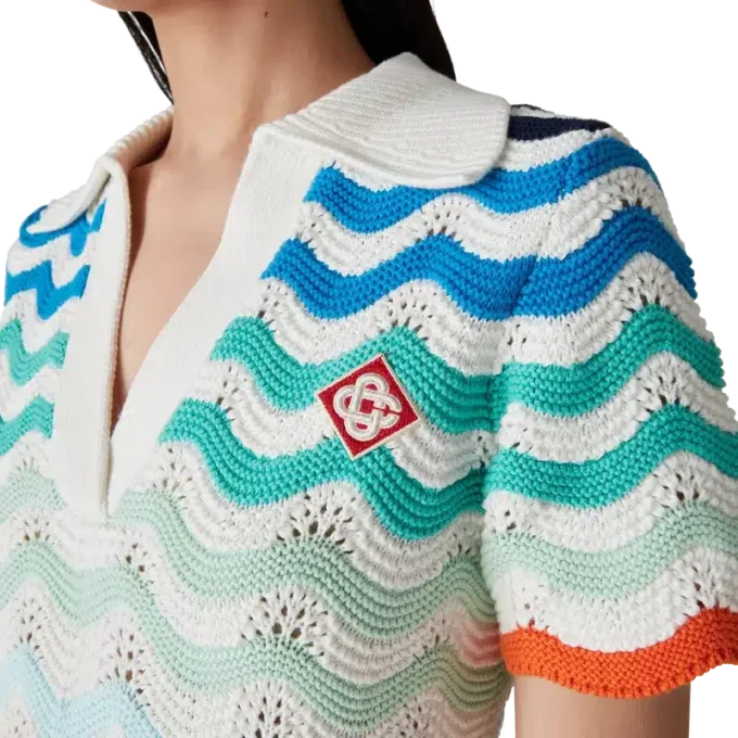 Gradient Wave Crochet Mini Klänning Gradient Wave Crochet Mini Klänning