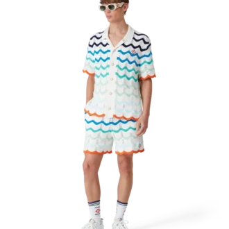 Gradient Wave Crochet Skjorte