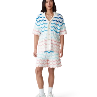 Gradient Wave Crochet Skjorte