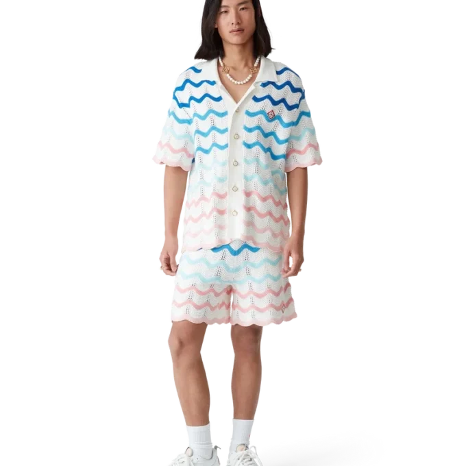 Gradient Wave Crochet Skjorte Gradient Wave Crochet Skjorte