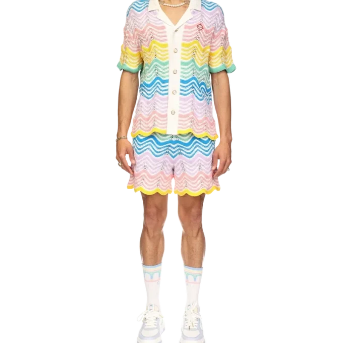 Gradient Wave Knit Skjorte