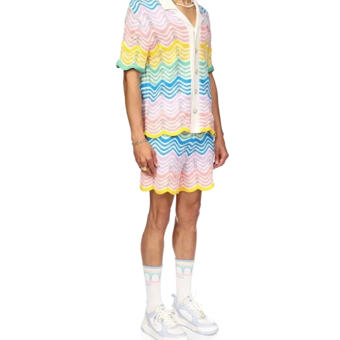 Gradient Wave Knit Skjorte