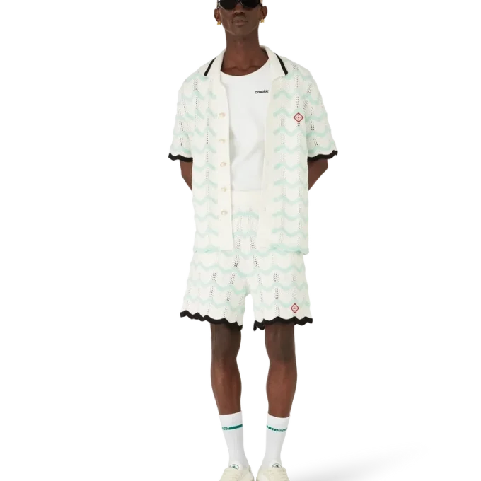 Gradient Wave-shorts i bomullskrochet