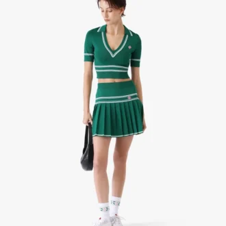 Grön kort stickad pikétröja