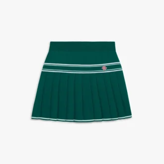 Grön plisserad minikjol i stickat