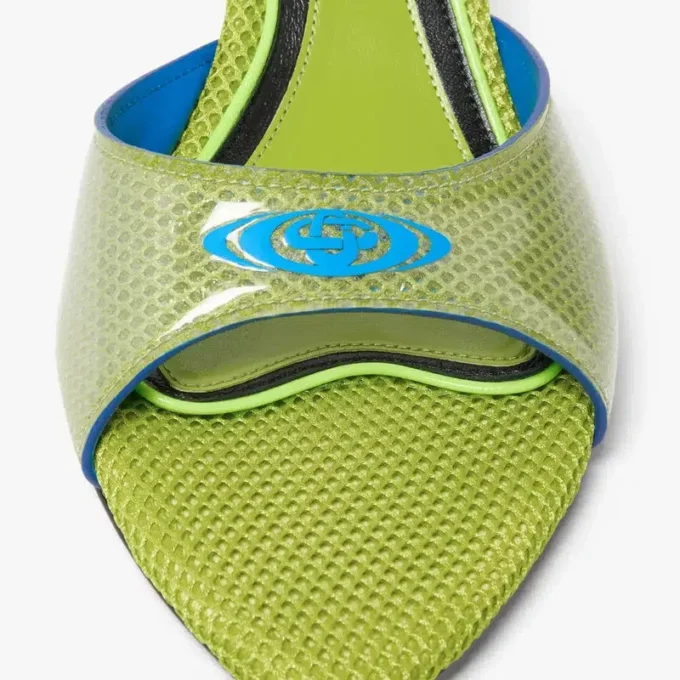 Gröna mulesandaler med klack