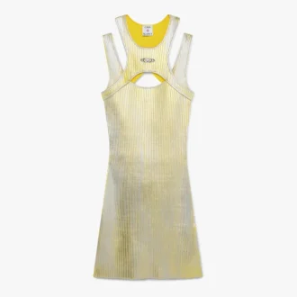 Gul miniklänning med folietryck