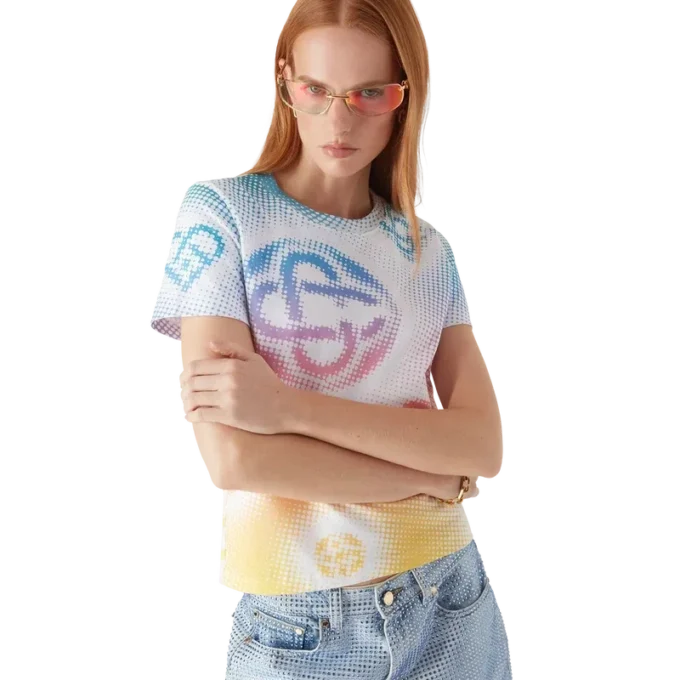 Halftone Logo Fitted Short Sleeve T-shirt