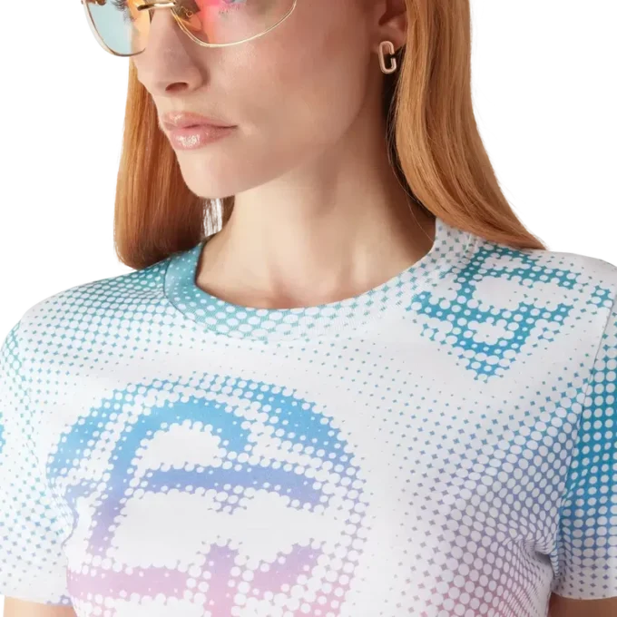 Halftone Logo Fitted Short Sleeve T-shirt