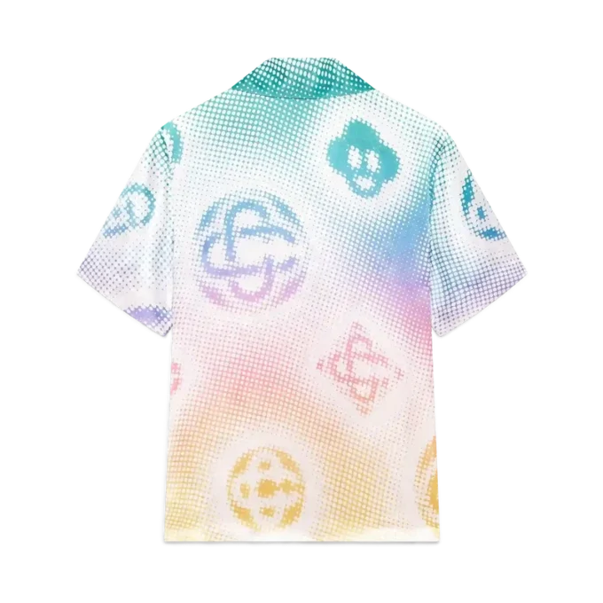 Halftone Logo-kortärmad skjorta med kubansk krage i Shorts-modell