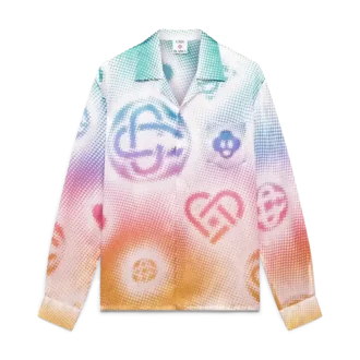 Halftone Logo långärmad silkesskjorta