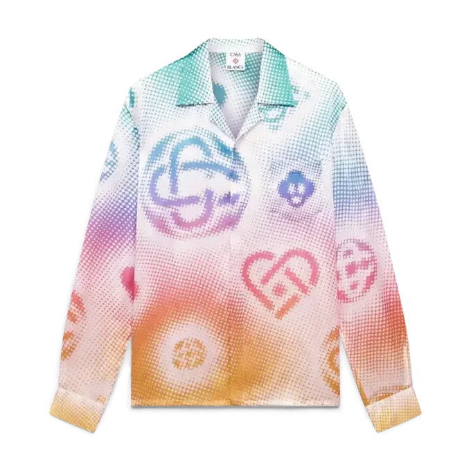 Halftone Logo långärmad silkesskjorta