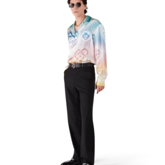 Halftone Logo långärmad silkesskjorta