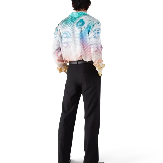 Halftone Logo långärmad silkesskjorta