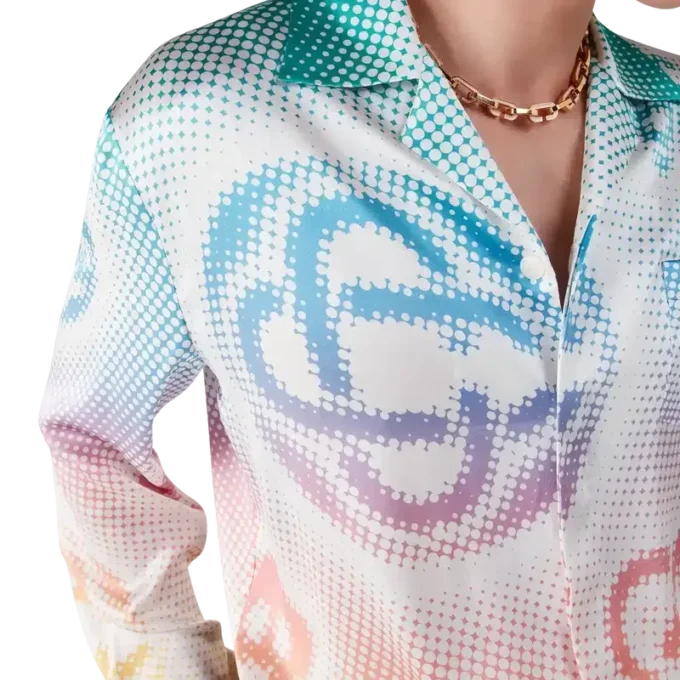 Halftone Logo långärmad silkesskjorta