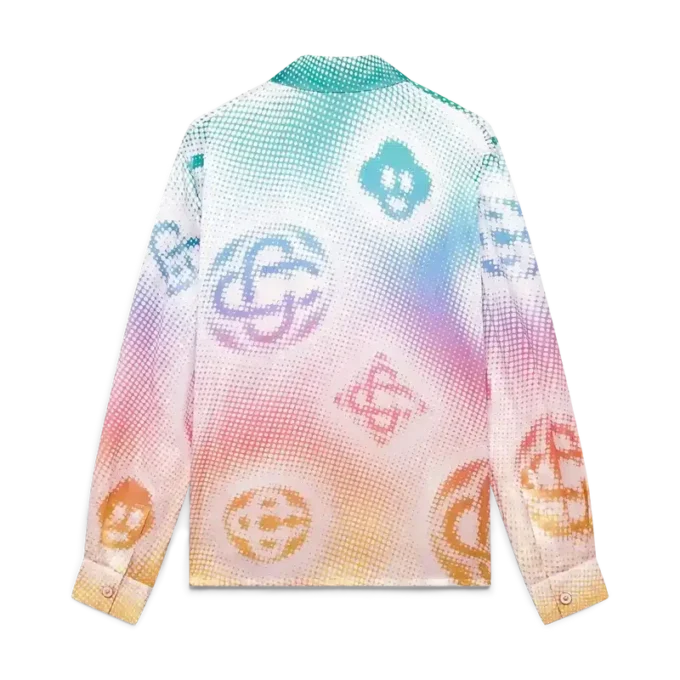 Halftone Logo långärmad silkesskjorta