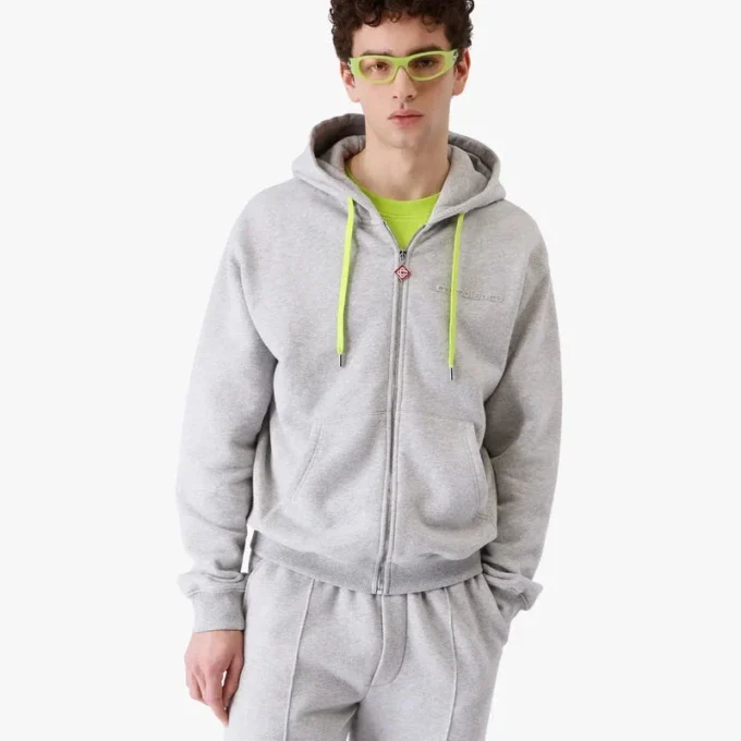 Huvtröja med dragkedja i kashmirblandning