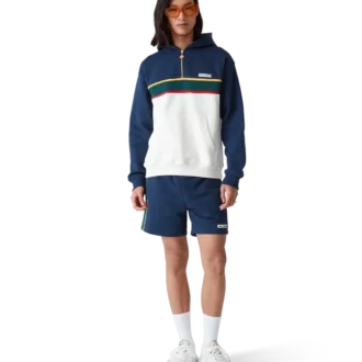 Huvtröja med kvartslång dragkedja i färgblock