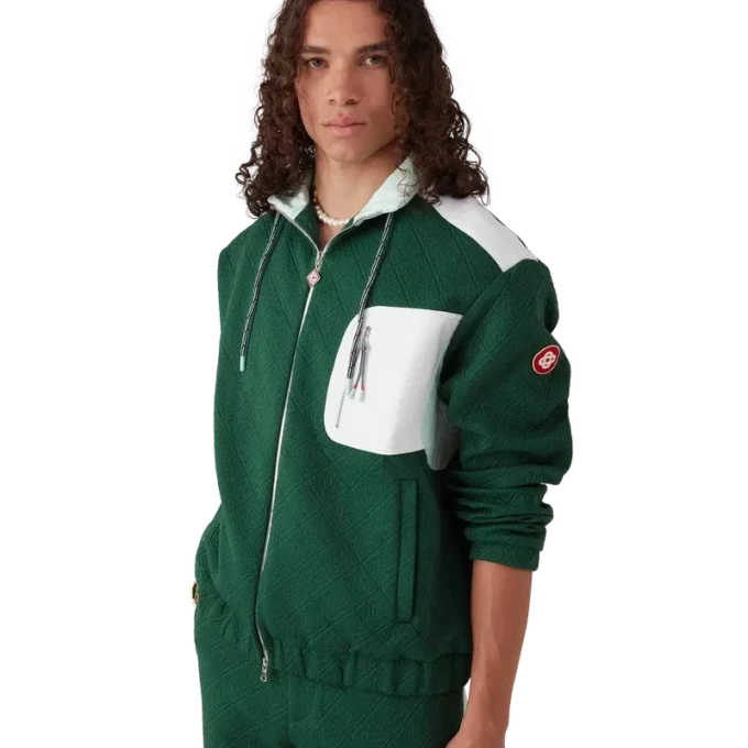 Jacka i nylon med monogramjacquard