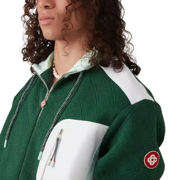 Jacka i nylon med monogramjacquard