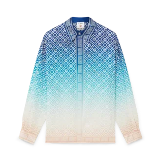 Jacquard-skjorta i silke med ton-i-ton-mönster