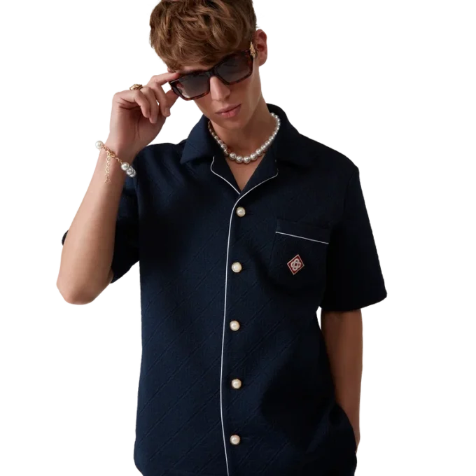 Jacquard-skjorta med monogram