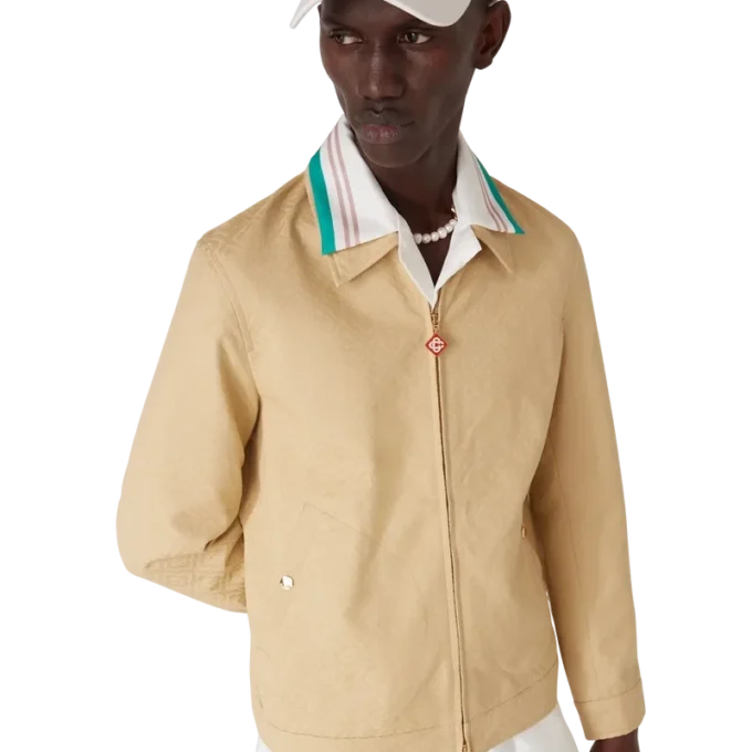 Jacquardjacka i bomull med monogram