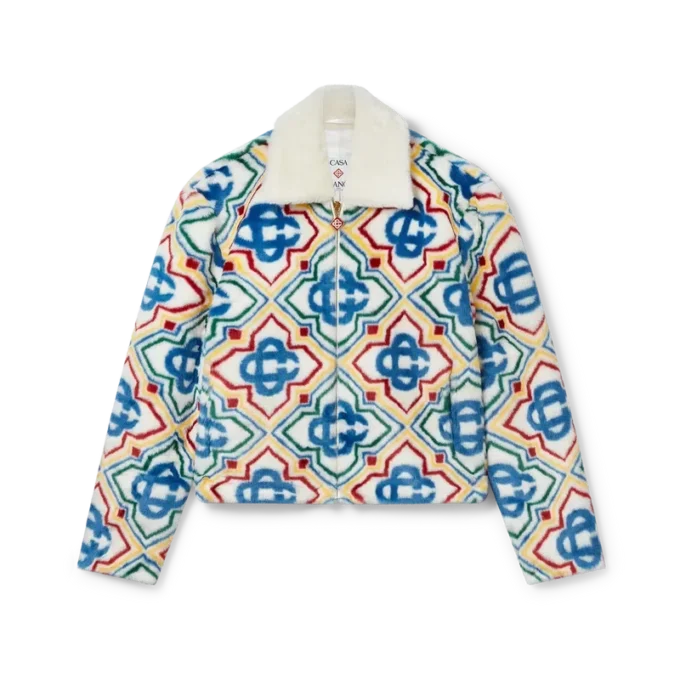 Jacquardjacka i fuskpäls