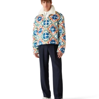 Jacquardjacka i fuskpäls