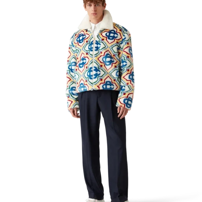 Jacquardjacka i fuskpäls