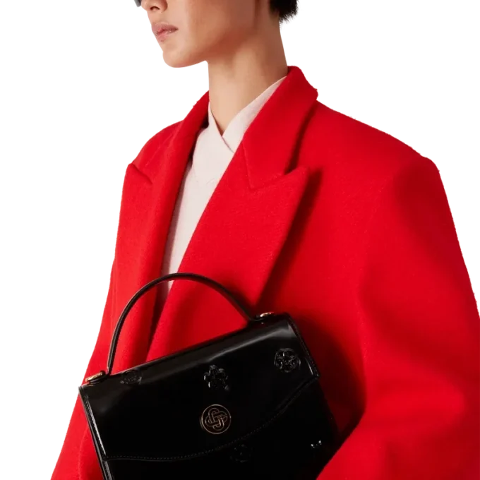 Jeanne-väska med svarta emblem