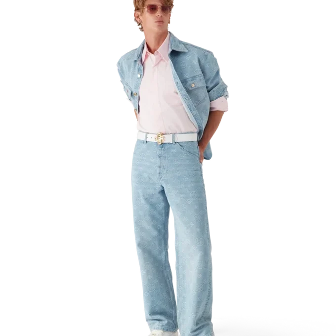 Jeans i denim med Monogram och avslappnad passform