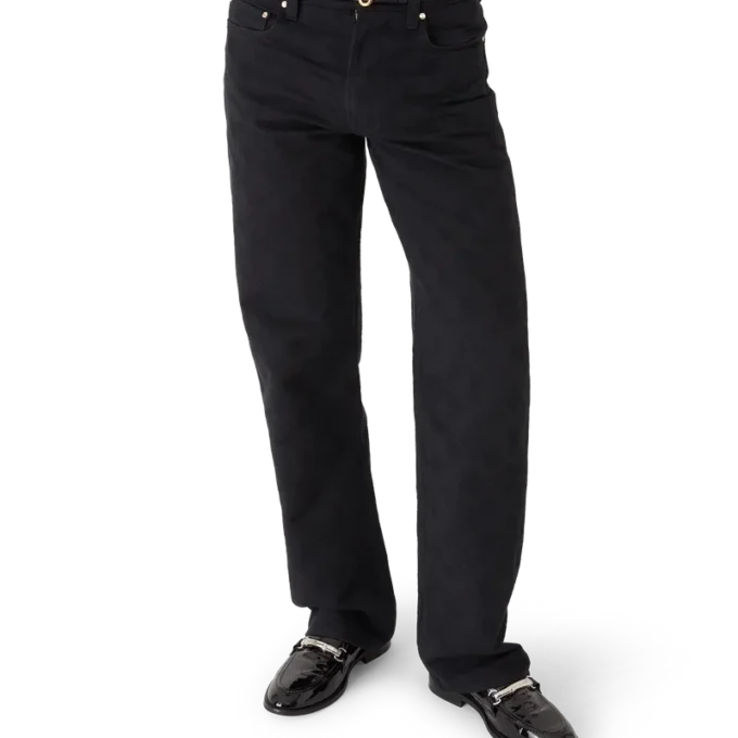 Jeans i denim med monogram och raka ben