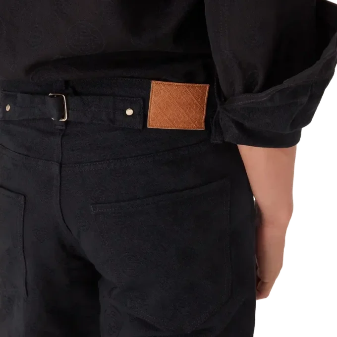 Jeans i denim med monogram och raka ben