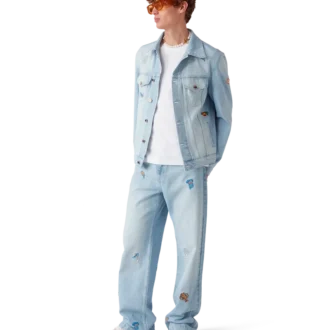 Jeans med broderat motiv