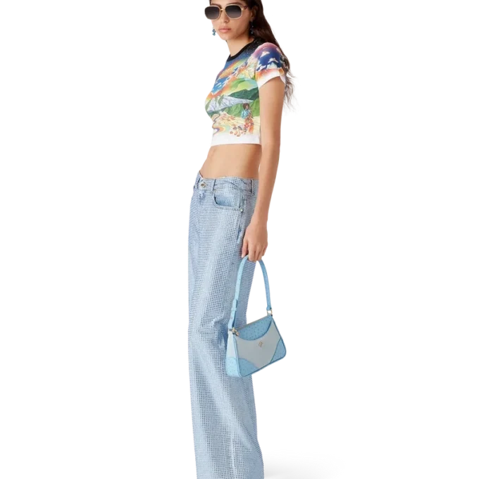 Jeans med kristallprydnader