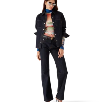 Jeansskjorta med broderad logotyp