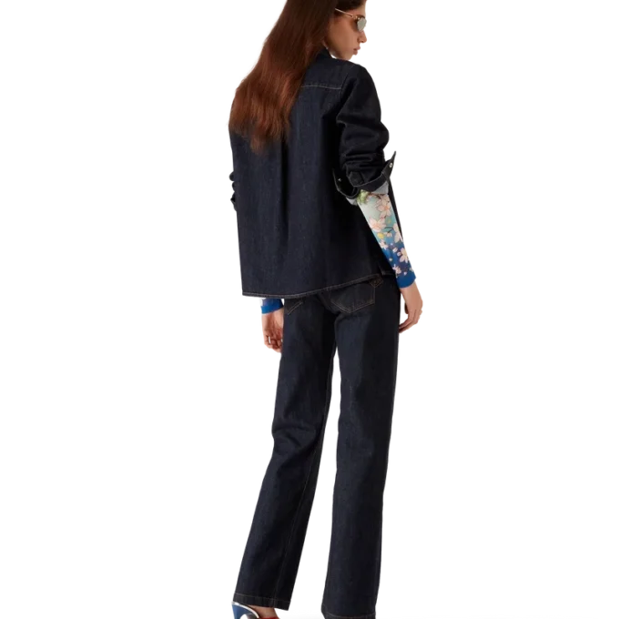 Jeansskjorta med broderad logotyp