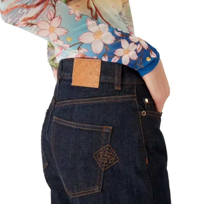 Jeansskjorta med broderad logotyp