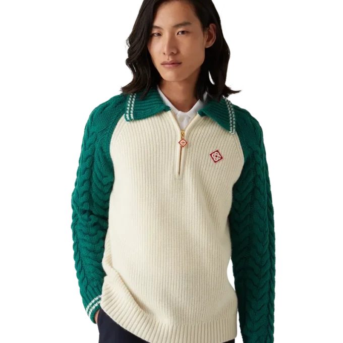 Kashmirtröja med kabelstickning Kashmirtröja med kabelstickning