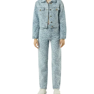 Klassiska monogram-blekta jeans