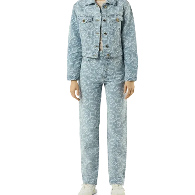 Klassiska monogram-blekta jeans