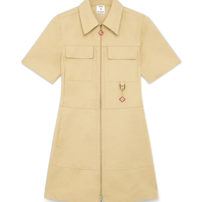 Klänning i bomullsjacquard med monogram