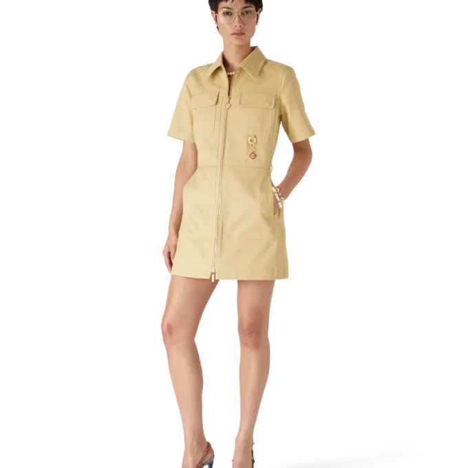 Klänning i bomullsjacquard med monogram