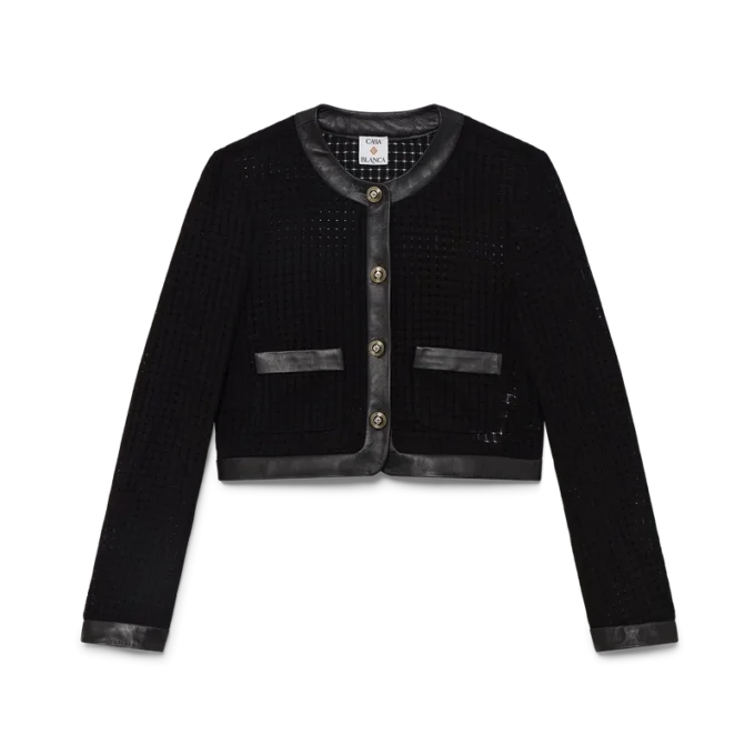 Kort skräddarsydd jacka med öppen väv